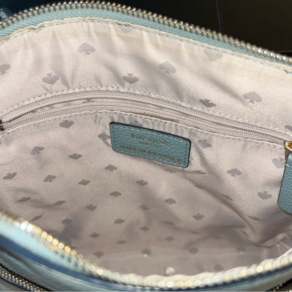 Kate Spade “On Purpose” Zip Top Pebbled Blue Leather Crossbody Bag - Picture 9 of 10